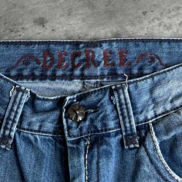Vintage Y2K Affliction Style Embroidered Boot Cut Grunge Opium Jeans - Picture 4 of 5
